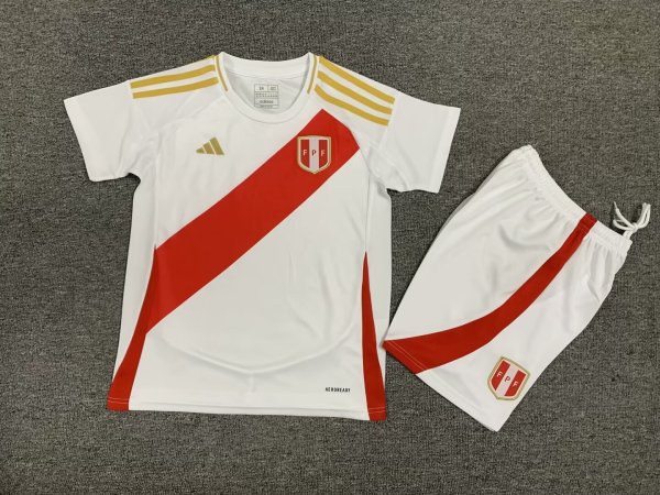 Peru Home  kids 1:1 Quality Soccer Jersey 24-25