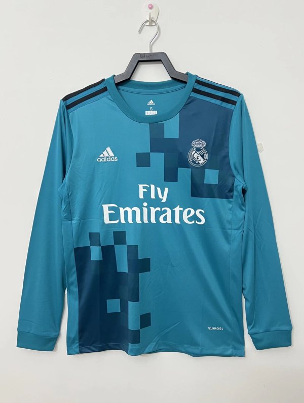 Retro Real Madrid Third Long Sleeve  Fans   1:1 Quality Soccer Jersey  2017-2018