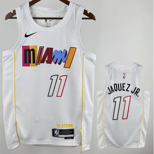 Miami Heat JAQUEZ JR. #11 White City Edition NBA Jerseys 24-25