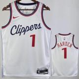 Clippers HARDEN #1 White NBA Jerseys  24-25