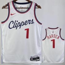 Clippers HARDEN #1 White NBA Jerseys  24-25