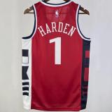 Clippers HARDEN #1 Red NBA Jerseys 24-25