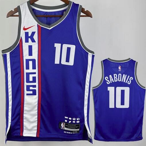 Kings SABONIS #10 Blue City Edition NBA Jerseys 24-25