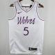 Timberwolves EDWARDS #5 White NBA Jerseys 24-25
