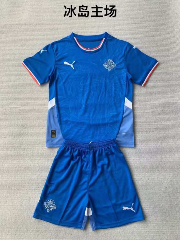 Iceland home kids 1:1 Quality Soccer Jersey   24-25