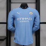 Manchester City Home Long sleeve Player   1:1 Quality Soccer Jersey   24-25