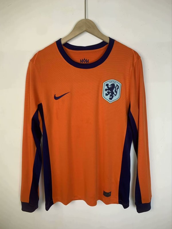 Netherlands home Long sleeves  fans 1:1 Quality Soccer Jersey  24-25