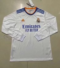 Real Madrid Home Long Sleeve Fans  1:1 Quality Soccer Jersey    2021-2022
