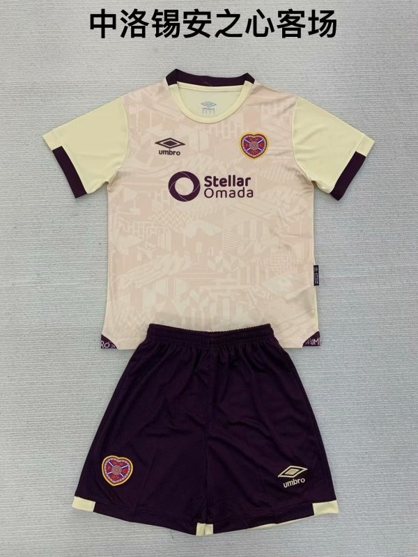 Heart of Midlothian away  kids  1:1 Quality Soccer Jersey   24-25