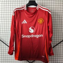 Manchester United Home Long Sleeve fans 1:1 Quality Soccer Jersey    24-25