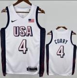 CURRY # 4 White  NBA Jerseys 2024