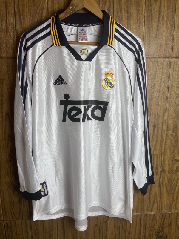 Retro Real Madrid long  Home 1:1 Quality Soccer Jersey  1998-2000
