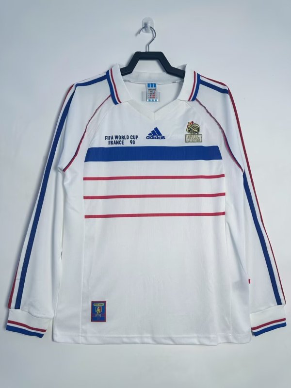 Retro France Away long  1:1 Quality Soccer Jersey  1998