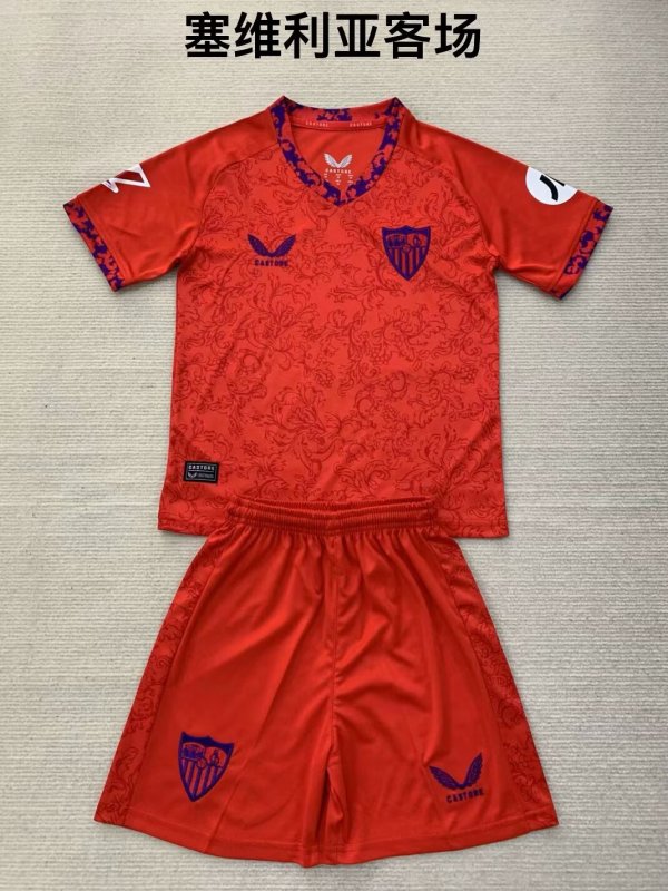 Sevilla  away kids   1:1 Quality Soccer Jersey   24-25