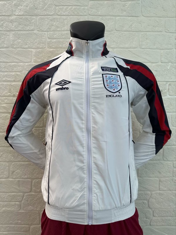 Retro England white Jacket  Tracksuit  1:1 Quality Soccer Jersey  1998