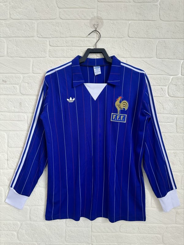 Retro France Home long  1:1 Quality Soccer Jersey   1980-1982