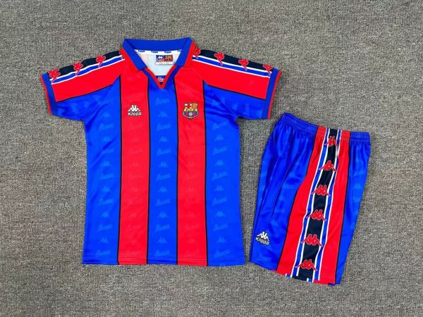 Retro Barcelona home kids 1:1 Quality Soccer Jersey  1995-1997