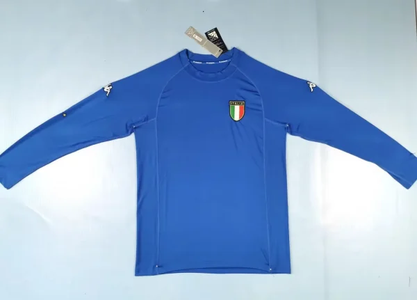 Retro Italy long Home Blue  1:1 Quality Soccer Jersey  2002