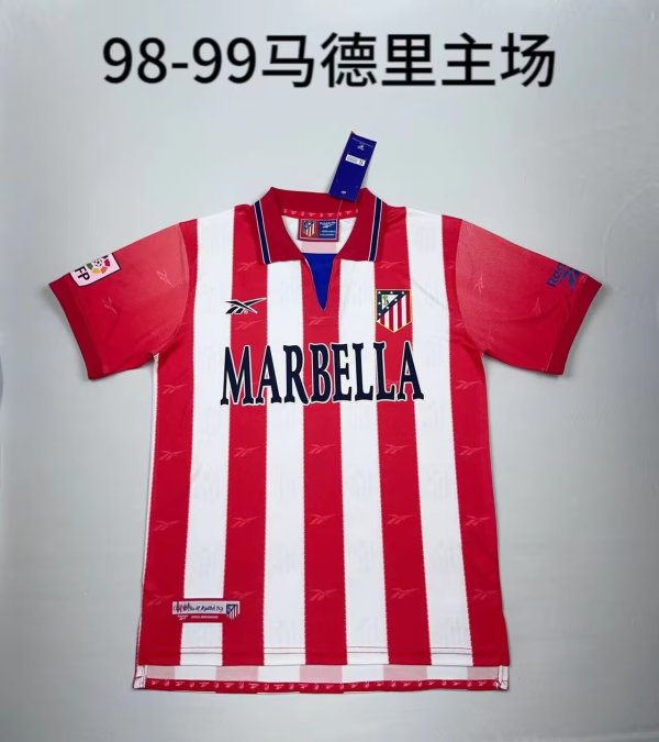 Retro Atletico Madrid Home 1:1 Quality Soccer Jersey  1998-1999