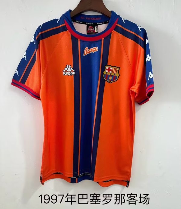 Retro Barcelona Away  1:1 Quality Soccer Jersey   1997