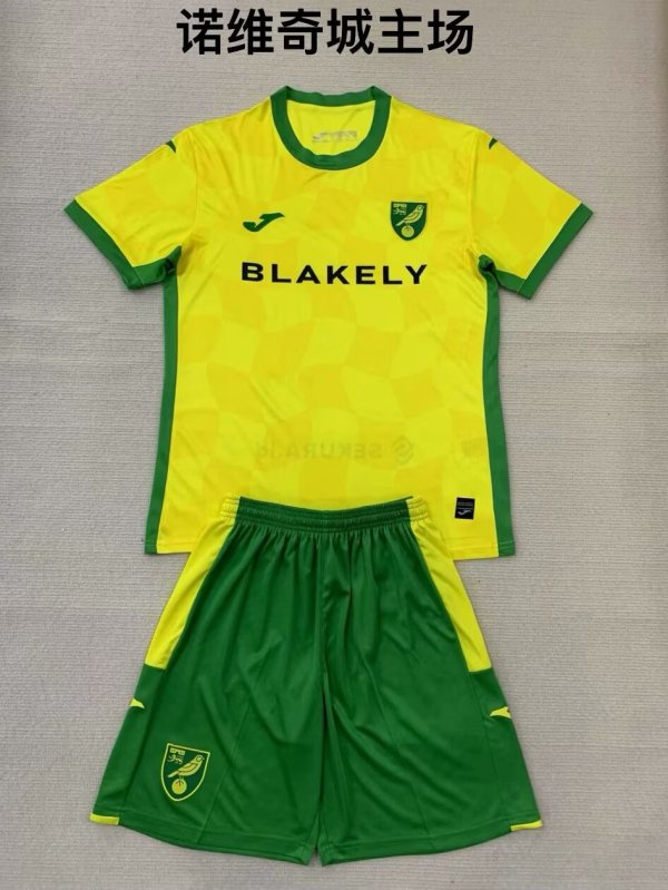 Norwich  home kids  1:1 Quality Soccer Jersey   24-25