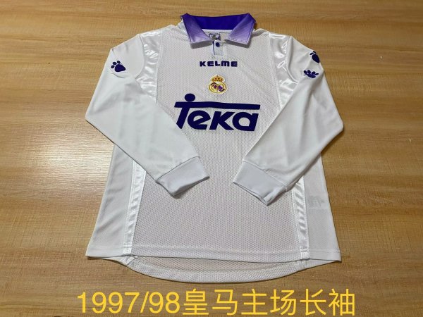 Retro Real Madrid long  Home 1:1 Quality Soccer Jersey    1997-1998