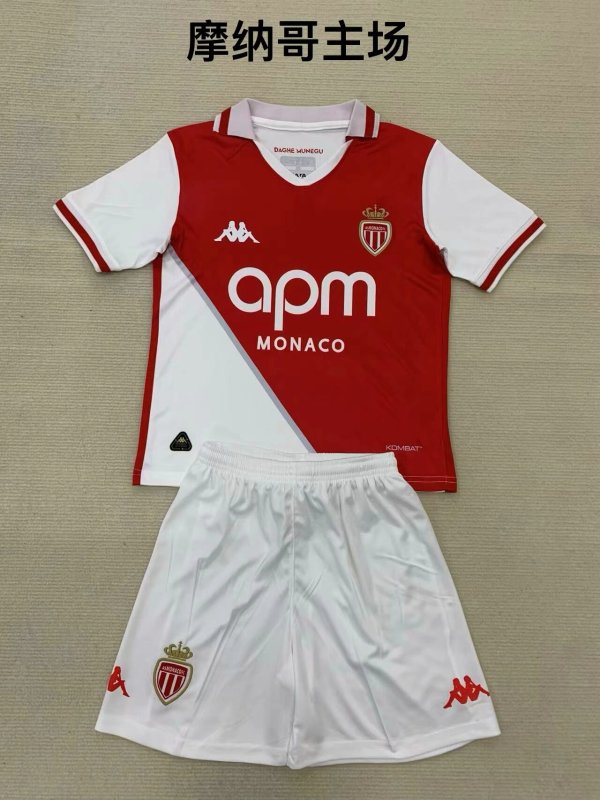 Monaco home kids  1:1 Quality Soccer Jersey  24-25