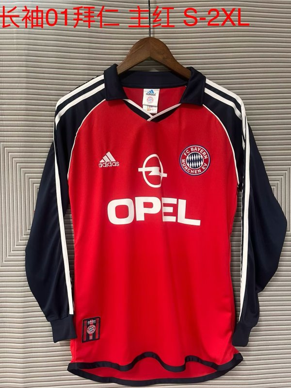 Retro Bayern Munich long Home 1:1 Quality Soccer Jersey  2000-2001