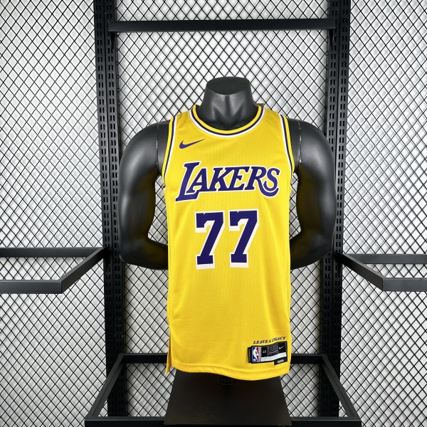 Los Angeles Lakers yollow    #77 DONCIC  1:1 Quality NBA Jerseys  2023