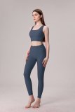 yoga clothes  Solid color cross thin shoulder strap set
