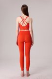 yoga clothes  Solid color cross thin shoulder strap set