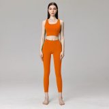 yoga clothes  Solid color cross wide shoulder strap