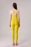 yoga clothes  Solid color cross thin shoulder strap set