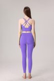 yoga clothes  Solid color cross thin shoulder strap set