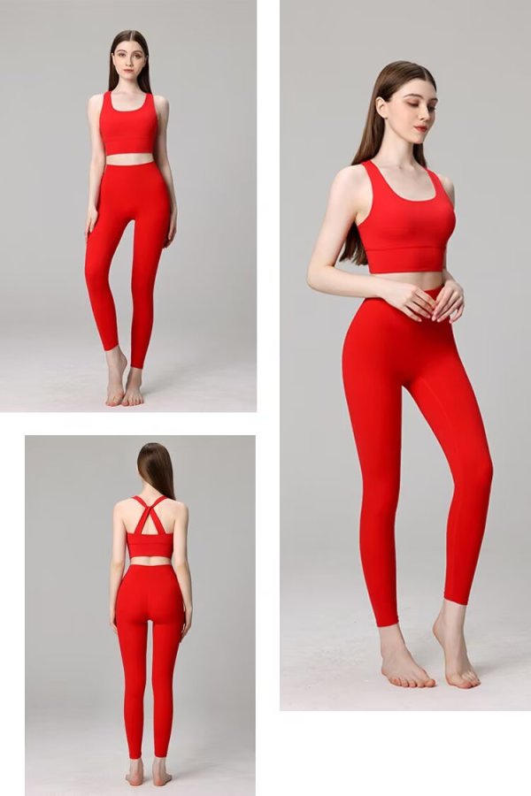 yoga clothes  Solid color cross wide shoulder strap