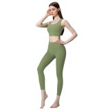 yoga clothes  Solid color cross wide shoulder strap