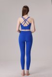yoga clothes  Solid color cross thin shoulder strap set