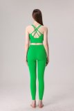yoga clothes  Solid color cross thin shoulder strap set