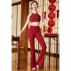 yoga clothes  Joyful Red Printed Set