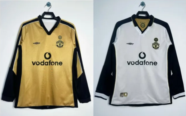 Retro Manchester United long  two-sided  away 100 year 1:1 Quality Soccer Jersey  2001-2002