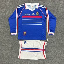 Retro France  Long  Home Kids 1:1 Quality Soccer Jersey 1998
