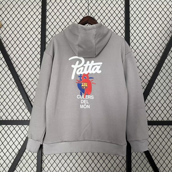 barcelona Hoodie Grey Jacket  Tracksuit  1:1 Quality Soccer Jersey  25-26