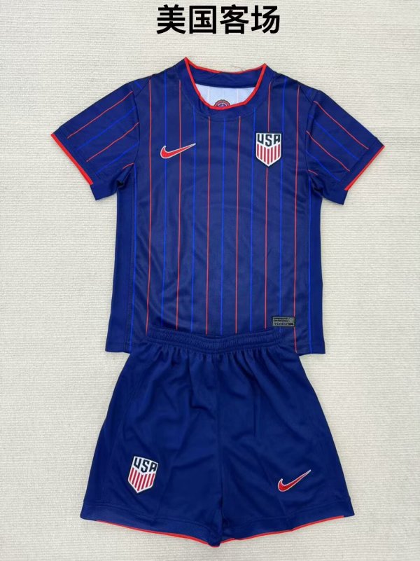 Usa Away Kids 1:1 Quality Soccer Jersey   25-26 (16-2XL)