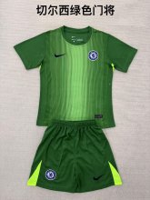 Chelsea Goalkeeper Green  Kids  1:1 Quality Soccer Jersey 25-26