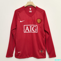 Retro Manchester United Home Long Sleeve 1:1 Quality Soccer Jersey   2007-2008