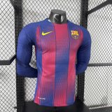 Barcelona Home Long Sleeve Player  1:1 Quality Soccer Jersey  （可配广告 ）25-26