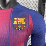 Barcelona Home Long Sleeve Player  1:1 Quality Soccer Jersey  （可配广告 ）25-26
