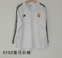 Retro Real Madrid Home Long Sleeve  1:1 Quality Soccer Jersey  2001-2002