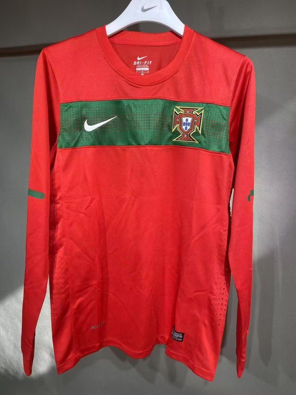 Retro  Portugal Home  Long Sleeve  Player   1:1 Quality Soccer Jersey 2010