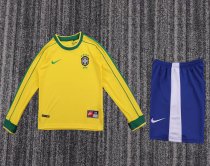 Retro  Brazil Home Long  Kids   1:1 Quality Soccer Jersey 1998
